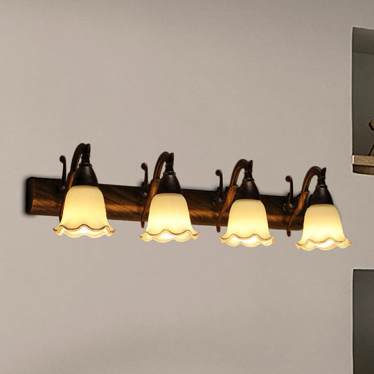 Traditional Style Wall Mounted Light with Petal Shade - Copper/White