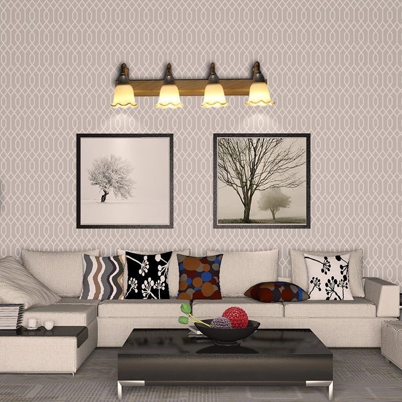 Traditional Style Wall Mounted Light with Petal Shade - Copper/White