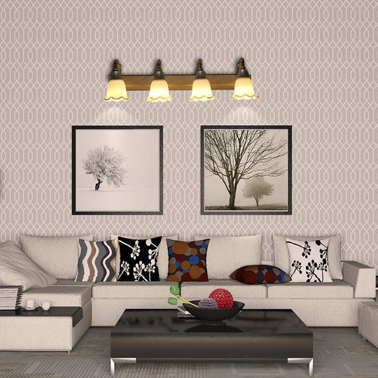 Traditional Style Wall Mounted Light with Petal Shade - Copper/White