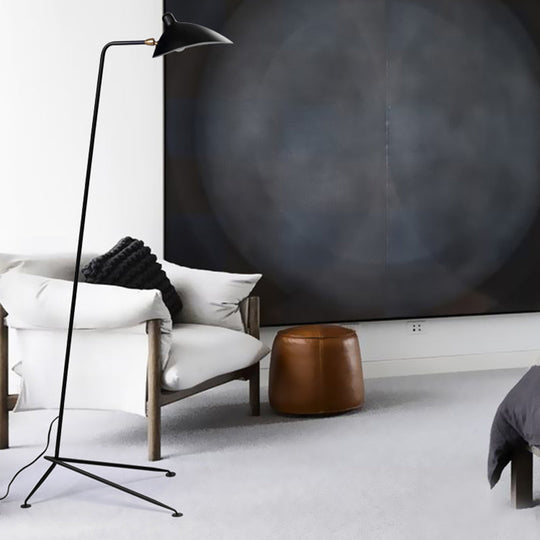 Modern Style 1/3-Light Floor Lamp with sleek Duckbill Metal Shade - Black Finish, Perfect for Living Room