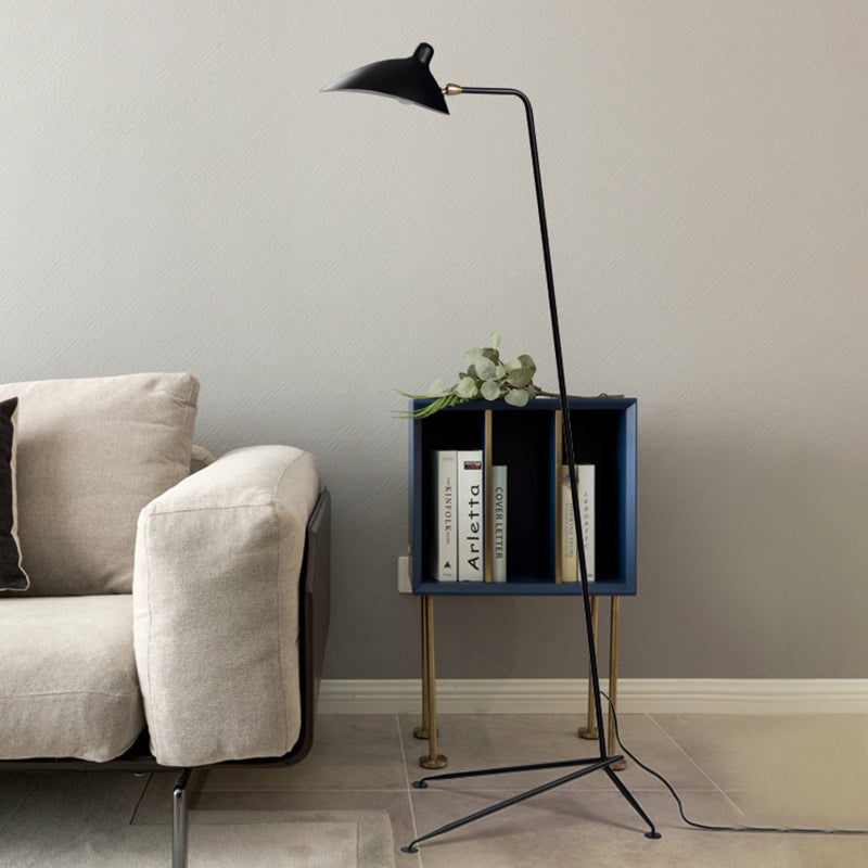 Modern Style 1/3-Light Floor Lamp with sleek Duckbill Metal Shade - Black Finish, Perfect for Living Room
