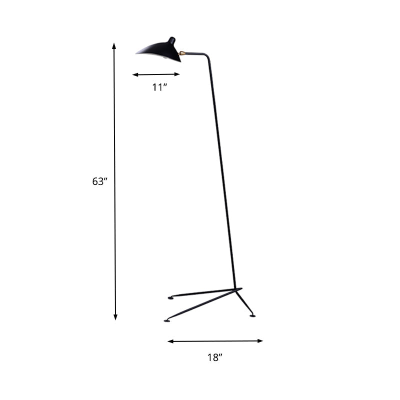 Modern Style 1/3-Light Floor Lamp with sleek Duckbill Metal Shade - Black Finish, Perfect for Living Room