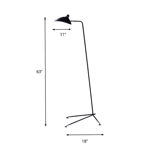 Modern Style 1/3-Light Floor Lamp with sleek Duckbill Metal Shade - Black Finish, Perfect for Living Room