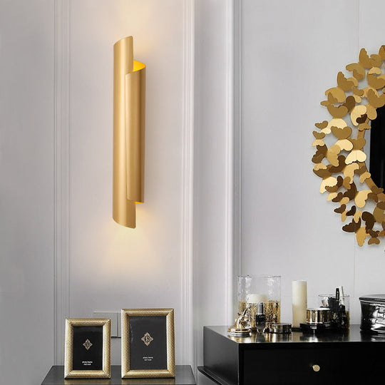Modern Scrolled Wall Lamp - Black/White/Gold - 2-Light Sconce, 16"/21.5"/29.5" Wide