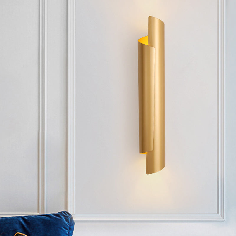 Modern Scrolled Wall Lamp - Black/White/Gold - 2-Light Sconce, 16"/21.5"/29.5" Wide