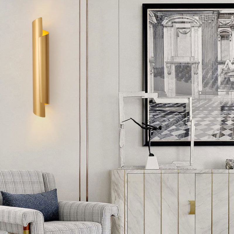 Modern Scrolled Wall Lamp - Black/White/Gold - 2-Light Sconce, 16"/21.5"/29.5" Wide