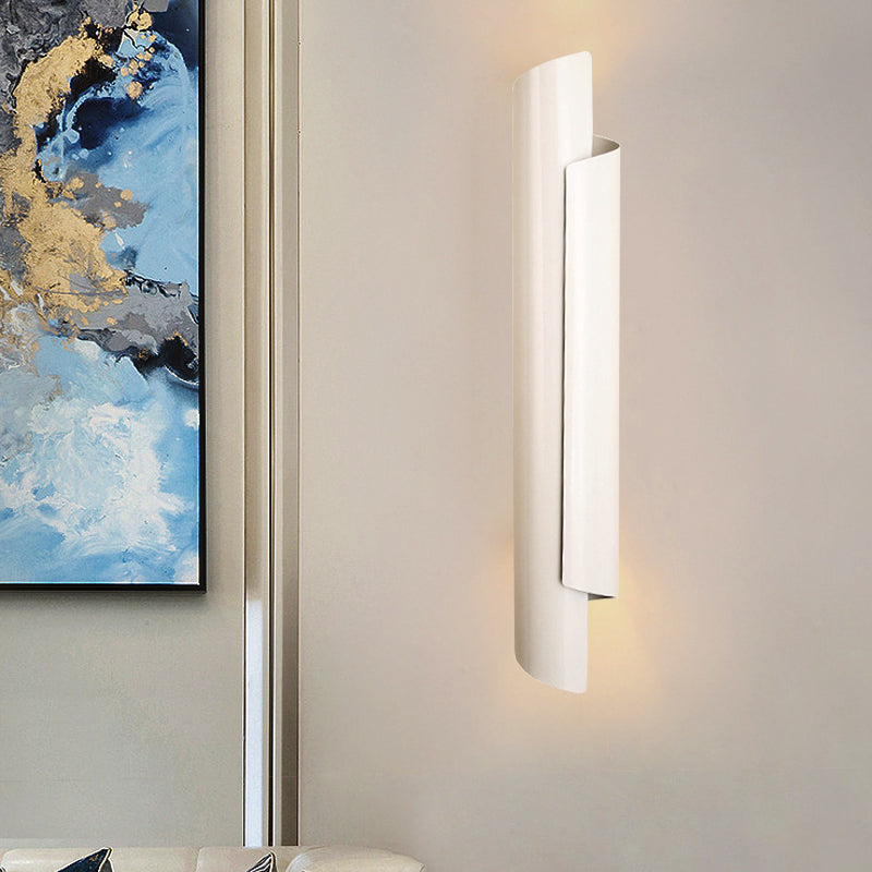 Modern Scrolled Wall Lamp - Black/White/Gold - 2-Light Sconce, 16"/21.5"/29.5" Wide