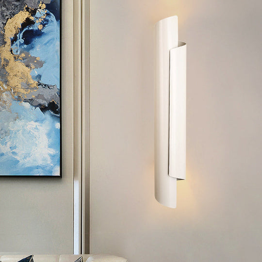 Modern Scrolled Wall Lamp - Black/White/Gold - 2-Light Sconce, 16"/21.5"/29.5" Wide