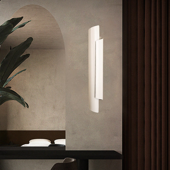 Modern Scrolled Wall Lamp - Black/White/Gold - 2-Light Sconce, 16"/21.5"/29.5" Wide