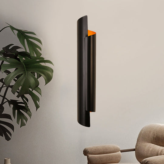 Modern Scrolled Wall Lamp - Black/White/Gold - 2-Light Sconce, 16"/21.5"/29.5" Wide