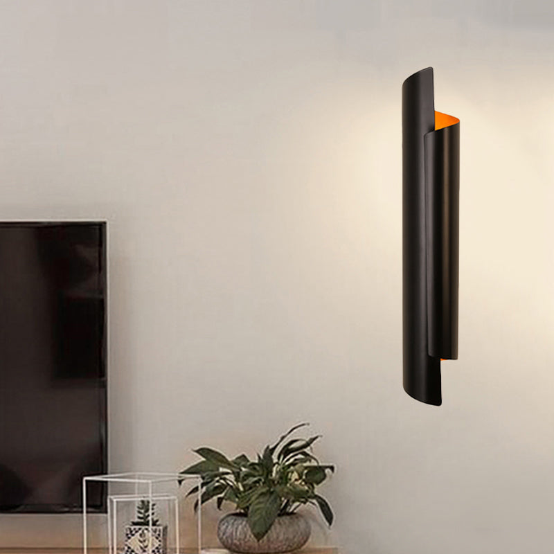 Modern Scrolled Wall Lamp - Black/White/Gold - 2-Light Sconce, 16"/21.5"/29.5" Wide