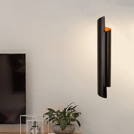 Modern Scrolled Wall Lamp - Black/White/Gold - 2-Light Sconce, 16"/21.5"/29.5" Wide