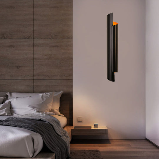 Modern Scrolled Wall Lamp - Black/White/Gold - 2-Light Sconce, 16"/21.5"/29.5" Wide