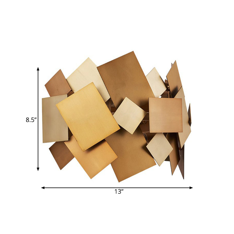 1-Bulb Brass Finish Wall Sconce with Decorative Stainless Steel Panel