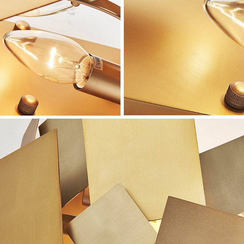 1-Bulb Brass Finish Wall Sconce with Decorative Stainless Steel Panel