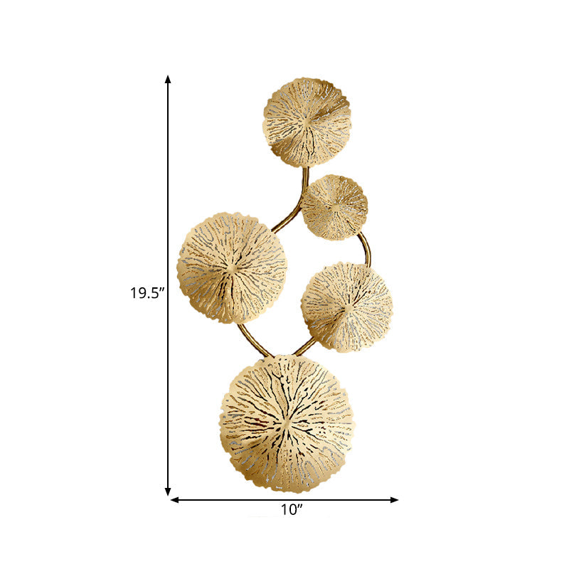 Art Deco Gold Finish Lotus Leaf Wall Lamp - Stainless Steel Flush Wall Sconce