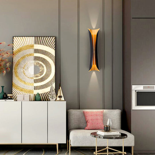 Modern Curl Sconce Light - 13"/21"/30" Height - 2-Light Metallic Indoor Wall Lighting in Black