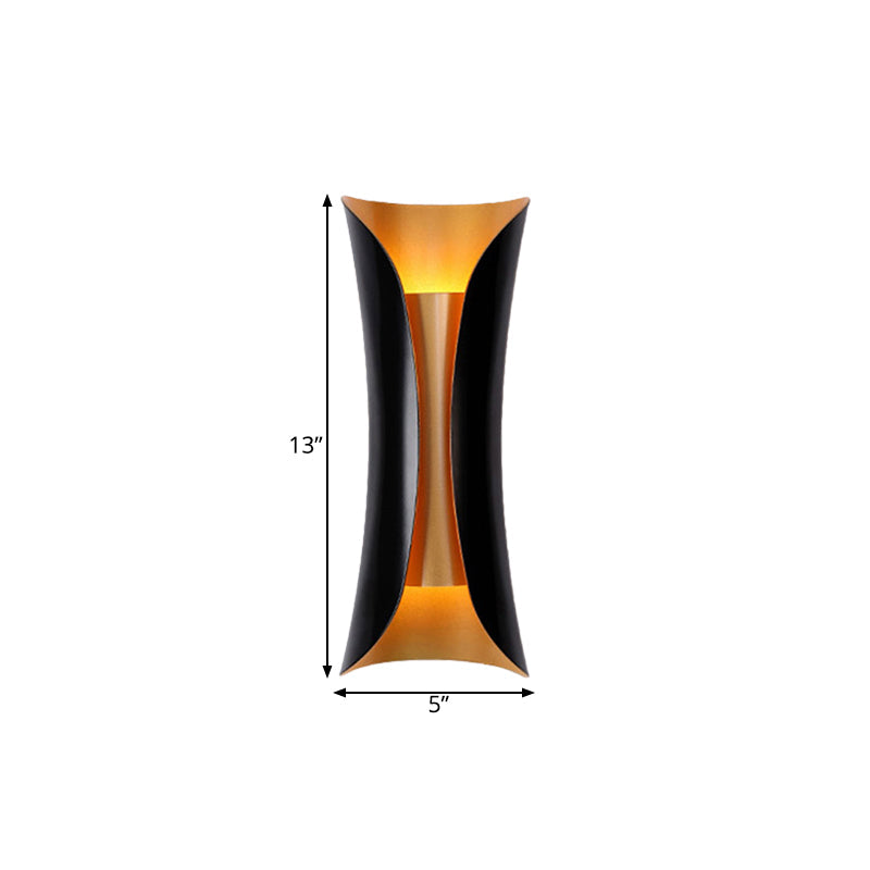 Modern Curl Sconce Light - 13"/21"/30" Height - 2-Light Metallic Indoor Wall Lighting in Black