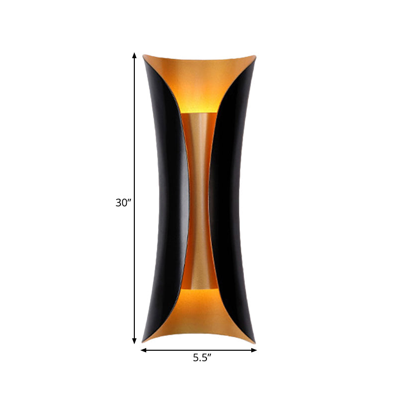 Modern Curl Sconce Light - 13"/21"/30" Height - 2-Light Metallic Indoor Wall Lighting in Black