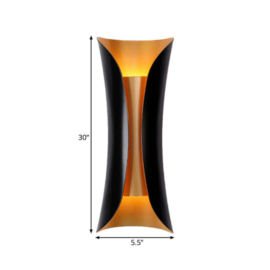 Modern Curl Sconce Light - 13"/21"/30" Height - 2-Light Metallic Indoor Wall Lighting in Black