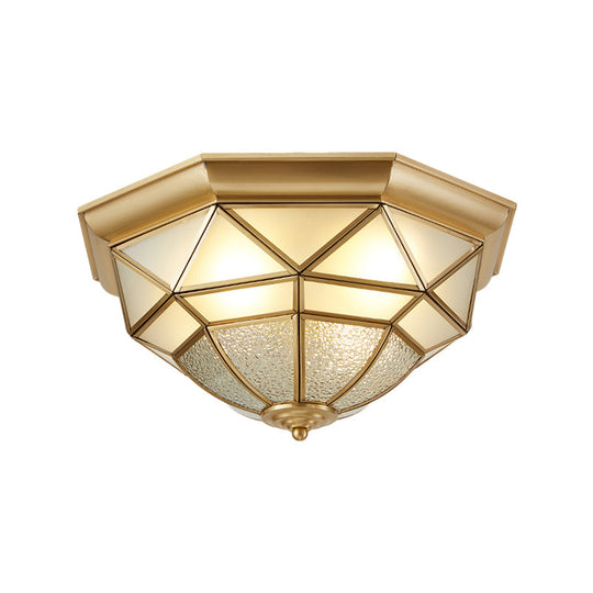 Prism Restaurant Flush Mount Light with Colonial Blown Opal Glass - 14"/18" Sizes - 3/4 Bulbs - Brass Ceiling Lamp