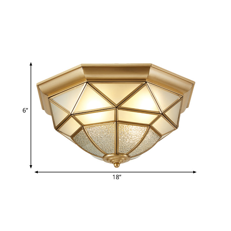 Prism Restaurant Flush Mount Light with Colonial Blown Opal Glass - 14"/18" Sizes - 3/4 Bulbs - Brass Ceiling Lamp