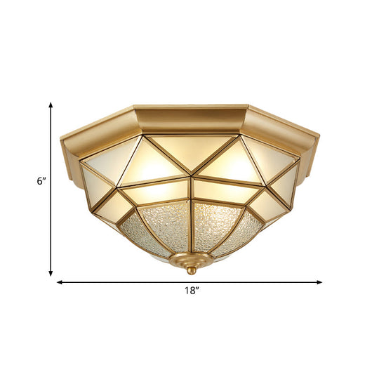 Prism Restaurant Flush Mount Light with Colonial Blown Opal Glass - 14"/18" Sizes - 3/4 Bulbs - Brass Ceiling Lamp