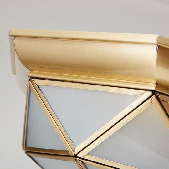 Prism Restaurant Flush Mount Light with Colonial Blown Opal Glass - 14"/18" Sizes - 3/4 Bulbs - Brass Ceiling Lamp