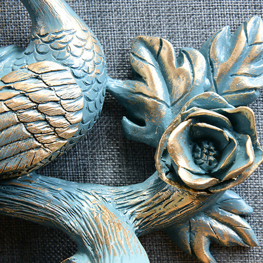 Bronze Resin Peacock Corridor Wall Sconce with Clear Crystal Shade