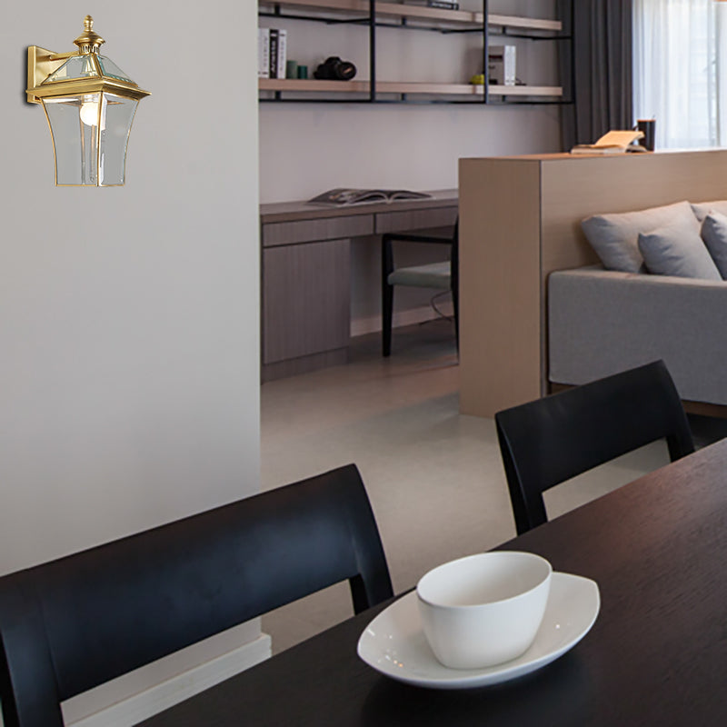 Gold Outdoor Wall Lantern Sconce with 1-Bulb for Traditional Look