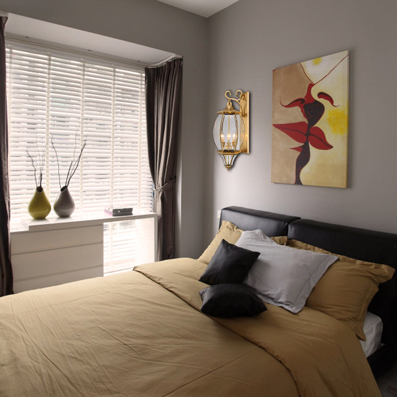 Gold Metal Oval Wall Sconce with 3-Light Fixture for Traditional Foyer Lighting