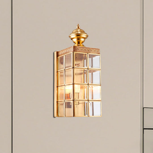 Traditional Metal Wall Sconce - Rectangular Brass Light Fixture