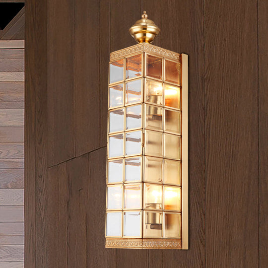 Traditional Metal Wall Sconce - Rectangular Brass Light Fixture