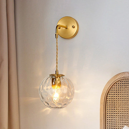 Brass Bedside Wall Sconce Light with Water Glass Shade - Simplicity at Its Finest!