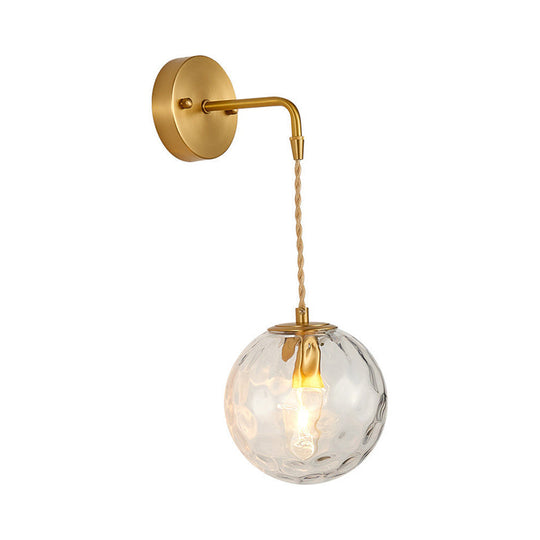 Brass Bedside Wall Sconce Light with Water Glass Shade - Simplicity at Its Finest!