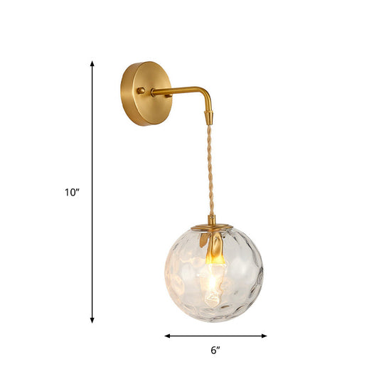 Brass Bedside Wall Sconce Light with Water Glass Shade - Simplicity at Its Finest!