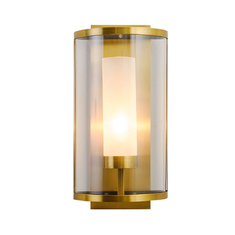 Contemporary Gold Wall Sconce with Clear Glass Shade