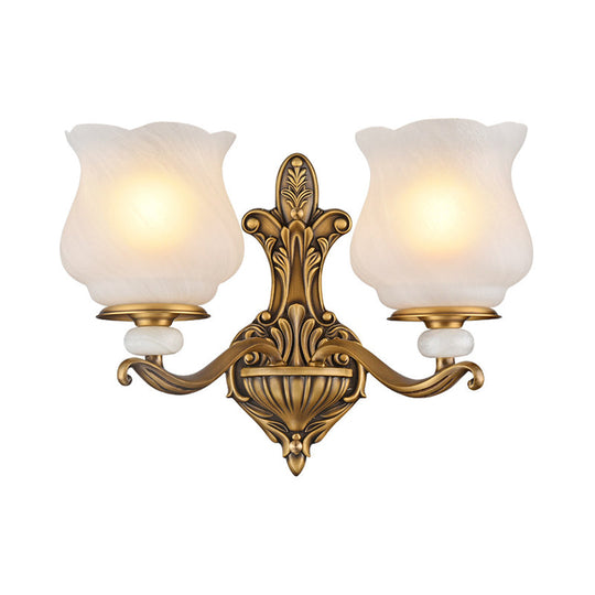 Traditional Brass Wall Sconce with Frosted Glass Shade – Half Head Design