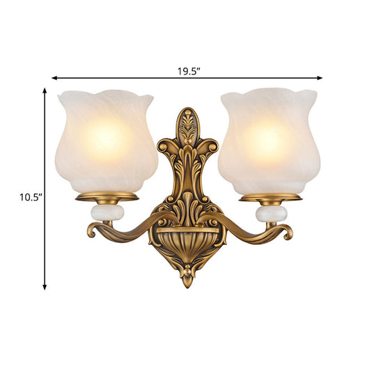 Traditional Brass Wall Sconce with Frosted Glass Shade – Half Head Design