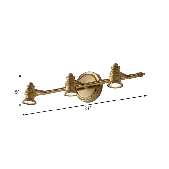 Traditional Metal Bathroom Vanity Sconce Light with 2/3/4-Bulb Wall Mount - Brass