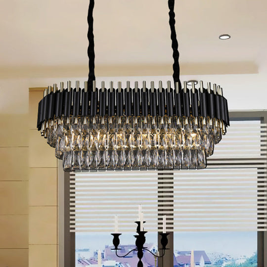 Modern Crystal Block Island Pendant Light