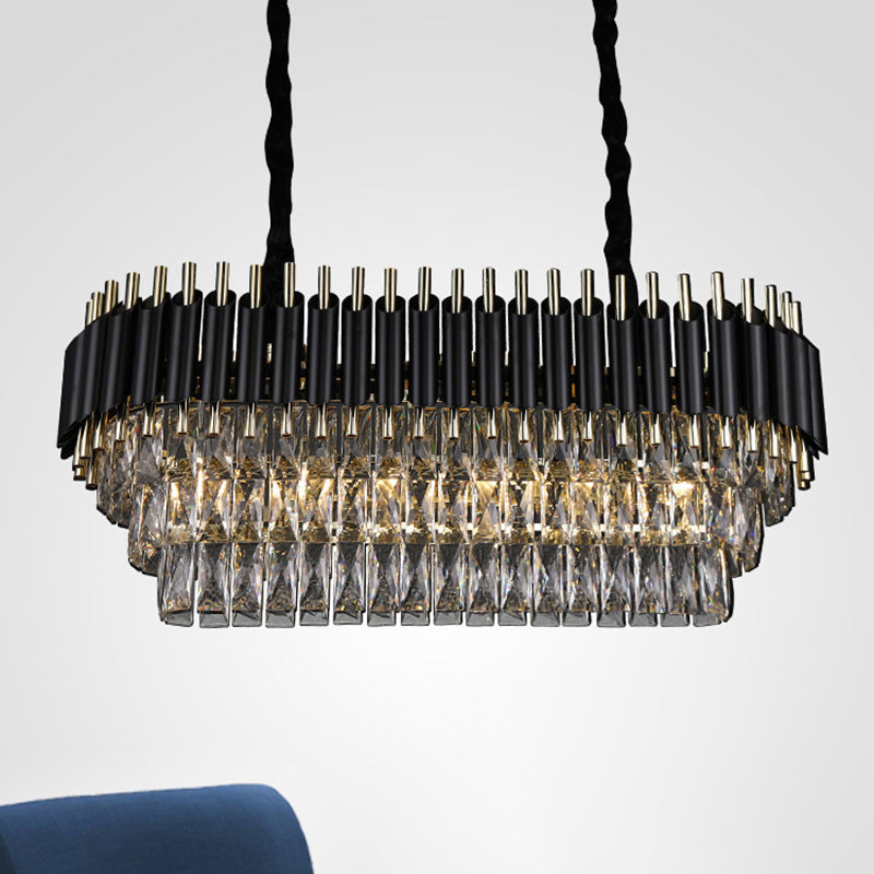 Modern Crystal Block Island Pendant Light