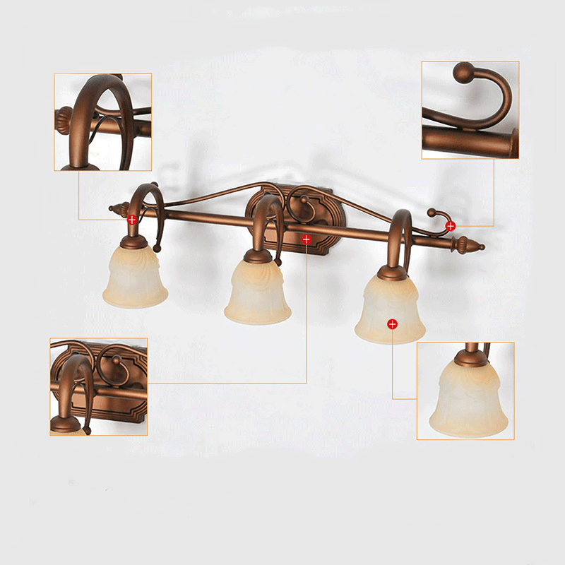 Vintage Style 2/3/4-Light Bell Vanity Lamp with White Glass Sconce for Bathroom