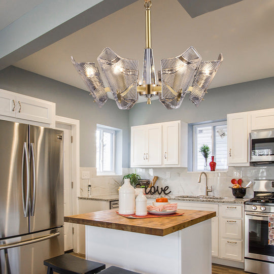 Modern Clear Crystal Chandelier - 6 Head Suspension Pendant for Kitchen