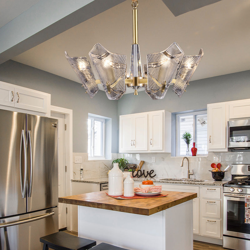 Modern Clear Crystal Chandelier - 6 Head Suspension Pendant for Kitchen