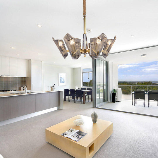 Modern Clear Crystal Chandelier - 6 Head Suspension Pendant for Kitchen