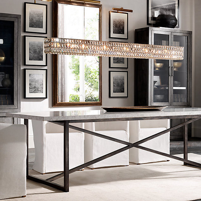 Minimalist 10-Light K9 Crystal Pendant Chandelier in Gold for Kitchen Island