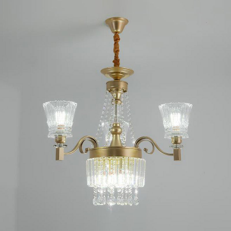Sputnik Crystal Chandelier - Contemporary Ceiling Light with 11/13/15 Satin Brass Heads, 37.5"/40.5"/41" Wide