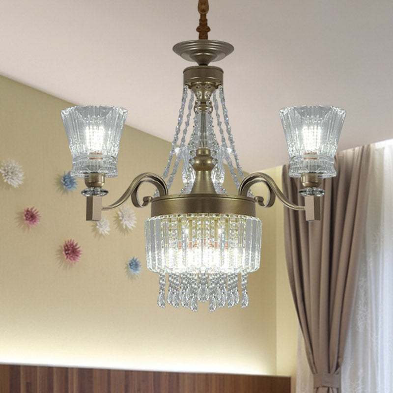 Sputnik Crystal Chandelier - Contemporary Ceiling Light with 11/13/15 Satin Brass Heads, 37.5"/40.5"/41" Wide