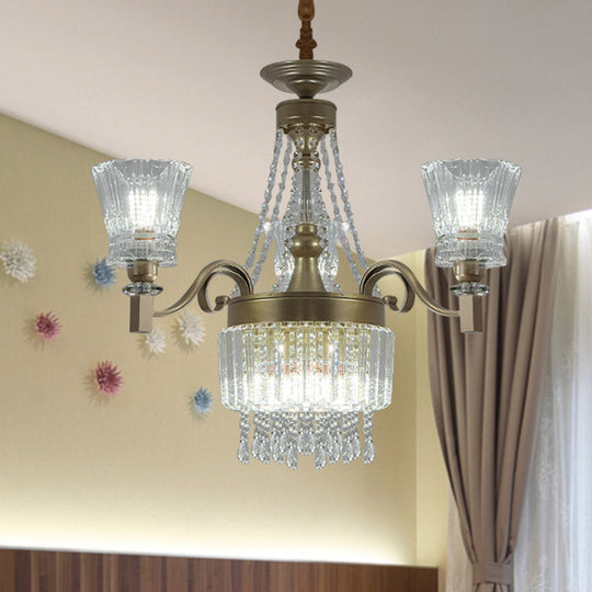 Sputnik Crystal Chandelier - Contemporary Ceiling Light with 11/13/15 Satin Brass Heads, 37.5"/40.5"/41" Wide
